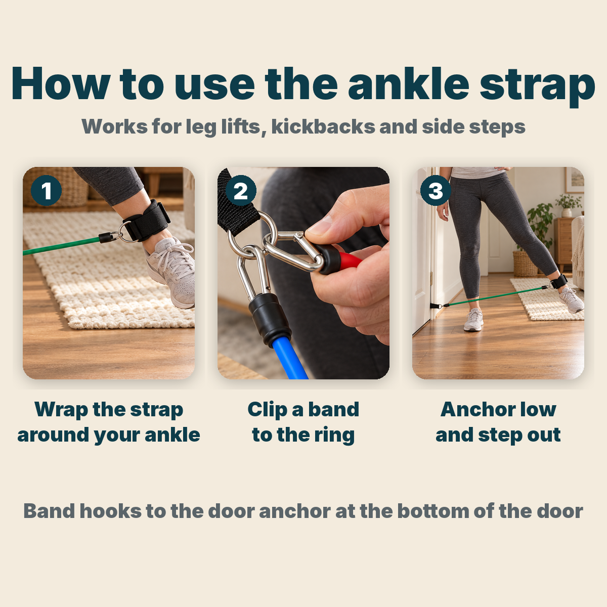 How to use the ankle strap in three steps